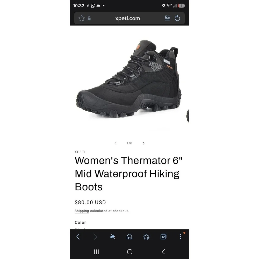 XPETI Thermator 6 Boots Women's Sz 9.5 High-Top Waterproof Outdoor Hiking Black